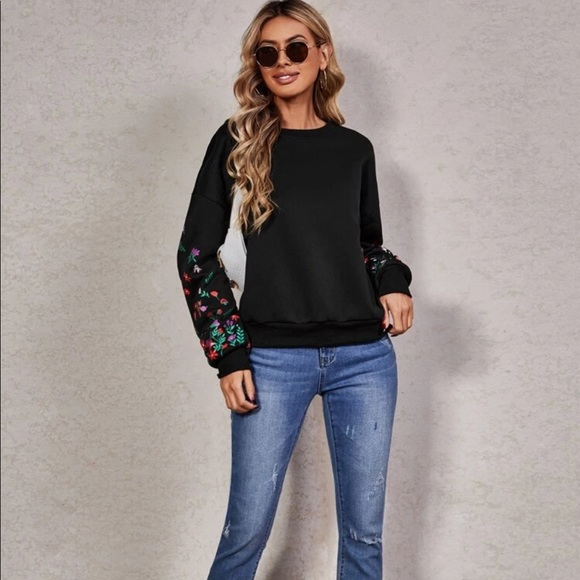 Drop Shoulder Floral Print Sweatshirt - Picture 4 of 5